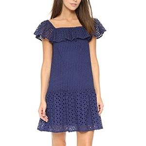 Rebecca Minkoff Blue Celestine Eyelet Ruffle Dress
